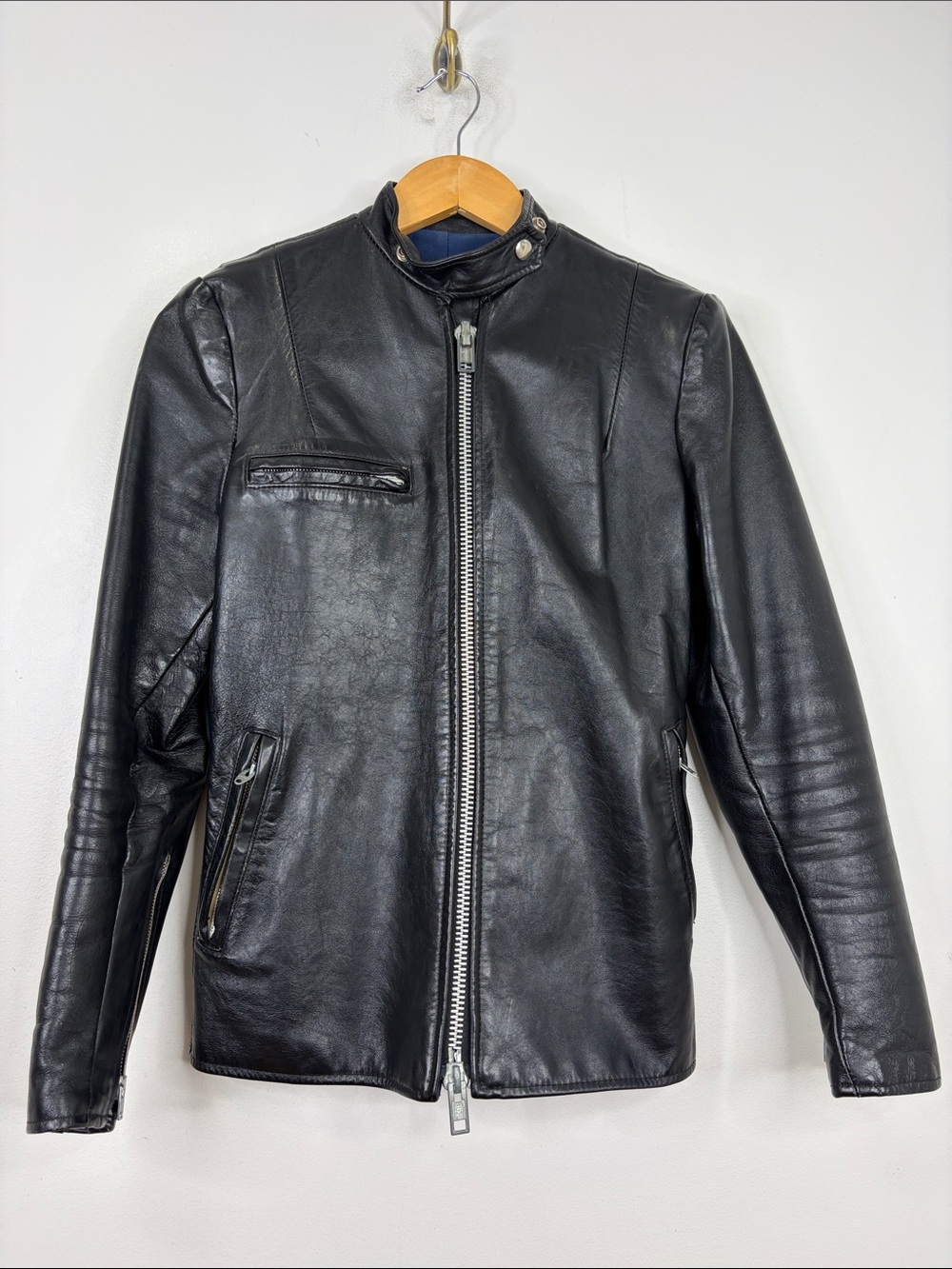 Vintage Motorcycle Jacket Women Small Black Leather Biker Moto Made in Canada
